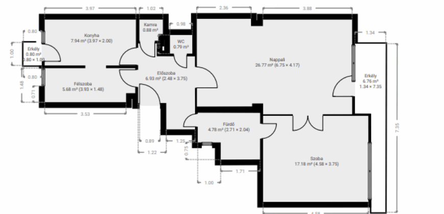 Mieszkanie w dwoma balkonami w XIII. dzielnicy Budapesztu
